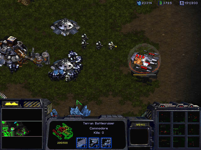 A battlecruiser and marine in StarCraft